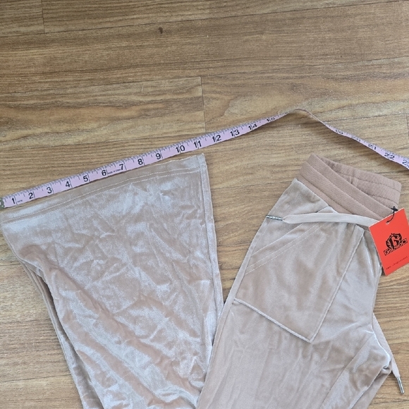 Y2K Gsuwoo Vintage Velour Joggers In Apricot Nwt - Picture 7 of 8